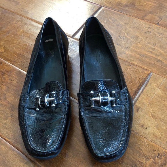 GEOX RESPIRA 8 38 Black Textured Leather Mocs Loafers Slip On Shoes - Picture 3 of 14